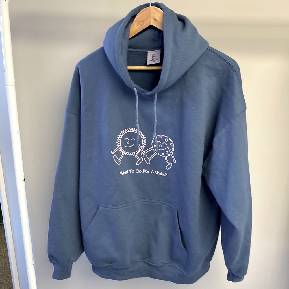 Lonely Ghost, “Want To Go For A Walk” hooded sweatshirt -XL like new-unisex